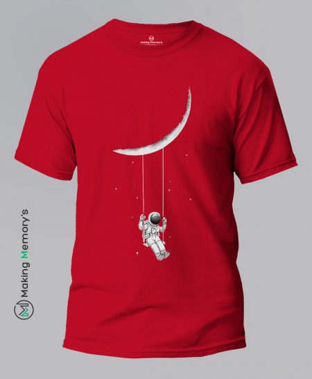 Spaceman-Swing-On-Moon-Red-T-Shirt - Making Memory's